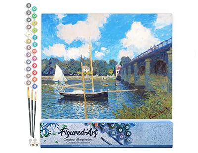 Figured'Art Peinture par Numéro Adulte Le Pont d'Argenteuil - Monet - Activité Manuelle Kit de Loisir Créatif DIY Numéro d'Art Complet - 40x50cm sans châssis en bois