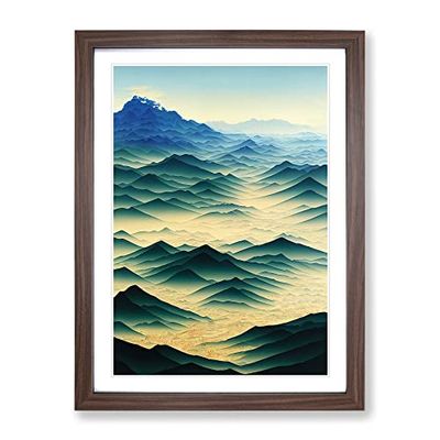 Mysterious Mountain Landscape Framed Print for Living Room Bedroom Home Office Décor, Wall Art Picture Ready to Hang, Walnut A3 Frame (34 x 46 cm)