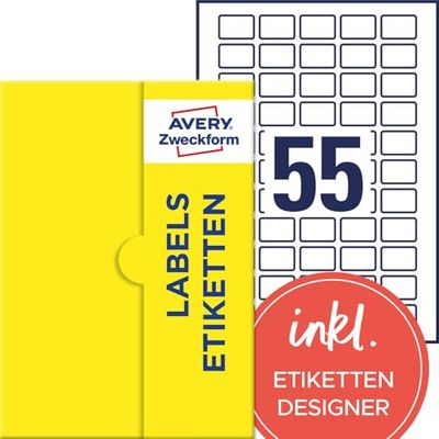 AVERY Zweckform P3464-50 Universele etiketten (2750 zelfklevende etiketten, 30 x 20 mm op A4, mat papier, bedrukbare productetiketten, zelfklevende QR-code-etiketten, individuele stickers) 50 vellen,