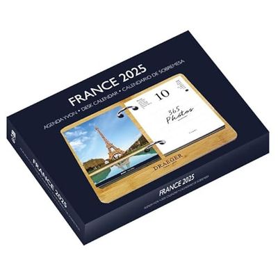 DRAEGER PARIS - Yvon France Ephemeris Agenda January-December 2025 - Bamboo base - 365 pages - Desk diary - 7 languages - FSC® certified paper - Vegetable-based inks - Design France