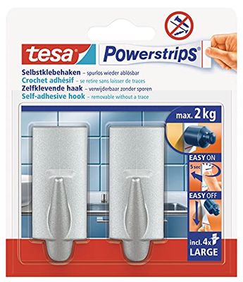 tesa Powerstrips Hooks Large TREND Chrome
