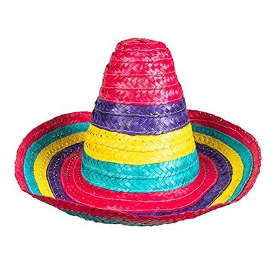 Boland 95475 Puebla Kinderombrero, diameter 40 cm, kleurrijke strohoed, hoed, hoofddeksel, kinderfeest, kostuum, carnaval, themafeest