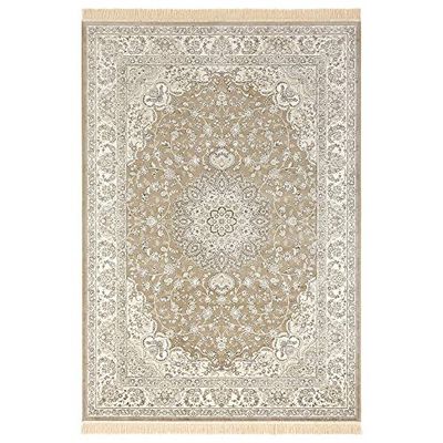 Nouristan Naveh Orient Tapis de Salon à Poils Courts avec Franges - Vintage - en Velours Oriental - pour Salle à Manger, Salon, Chambre à Coucher - Vert Olive - 95 x 140 cm - Coton - 95 x 140 cm