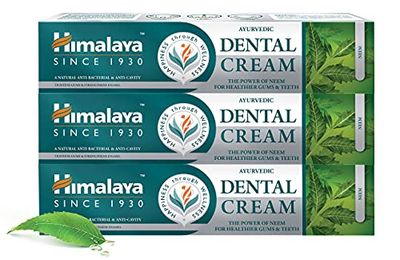 Himalaya Neem Dental Cream with Neem for Anti-Inflammation, Anti Swelling and Prevents Bad Breath for Healthier Gums, Fluoride Free- 100g (Pack of 3)