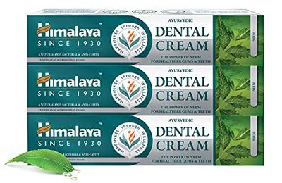 Himalaya Neem Dental Cream with Neem for Anti-Inflammation, Anti Swelling and Prevents Bad Breath for Healthier Gums, Fluoride Free- 100g (Pack of 3)