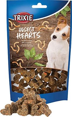 TRIXIE Leckerli 31660 - Snack Hearts con vermi di farina, 80 g, senza glutine per cani, senza cereali e zucchero, gustoso ricompensa per allenamento e casa