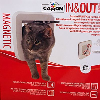 Camon Gatteiola voor katten, magnetisch, glas en hout, wit