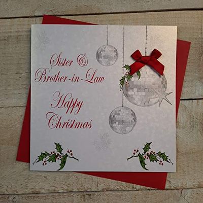 White Cotton Cards Sister and Brother-in-Law Happy Christmas Handgemaakte kaart in bundel design