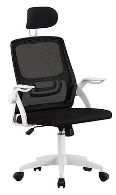 HOGAR24 ES Ergonomische bureaustoel, gamingstoel met lendensteun, bureaustoel, verstelbare hoofdsteunen en armleuningen, comfortabele bureaustoel met wielen, wit