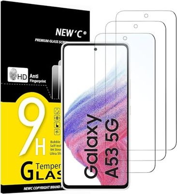 NEW'C 3 Stuks, Screenprotector voor Samsung Galaxy A53 5G, Gehard Glass Schermbeschermer Film 0.33 mm ultra transparant, ultra resistent