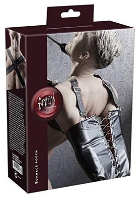 Brassard en simili-cuir noir avec lacage et sangle - fetish Collection