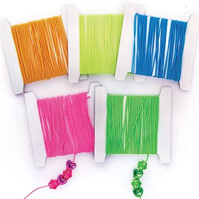 Baker Ross FC845 Neon Gekleurd Elastiek - Pak van 5, Elastiek voor het knutselen van kralen en sieraden voor kinderen, Kunst en Knutselen voor kinderen