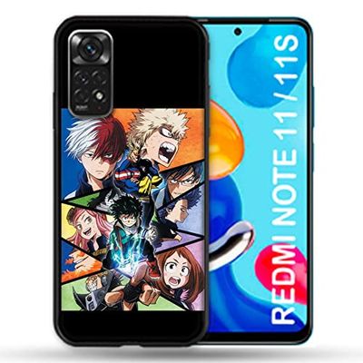 Cokitec Custodia per Xiaomi Redmi Note 11/11S Manga My Hero Academia Nero