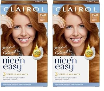 Clairol Nice'n Easy Crème, Natural Looking Oil Infused Permanent Hair Dye, 8WR Golden Auburn (Pack of 2)