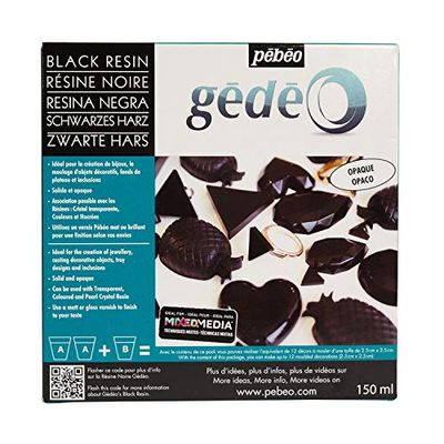 Pébéo - Gédéo Kit Résine Couleur 150 ML Noir - Résine Époxy Colorant Noire - Résine Liquide Coulage, Moulage, Vernis - Résine Époxy Compatible Bois et Autres Matériaux 150 ML - Noire