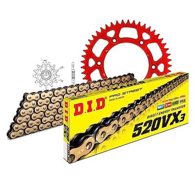 Kettingset DID Alu 520VX3 / 116 Eindeloos rood voor HM CRE F 250 cc Bj. 2004-2006
