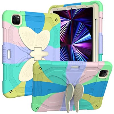 iPad Air 5e/4e generatie en iPad Pro 11 hoes, stootvaste robuuste Armour case met standaard, schouderriem beschermhoes voor iPad Air 2022/2020 en iPad Pro 11 2020/2018