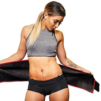 shrink Heupgordel - zweetband tailletrainer voor dames en heren; comfortabele buikdoek; trainingsapparatuur voor thuistraining en gymnastiekoefeningen, zwart, Zwart, unifit
