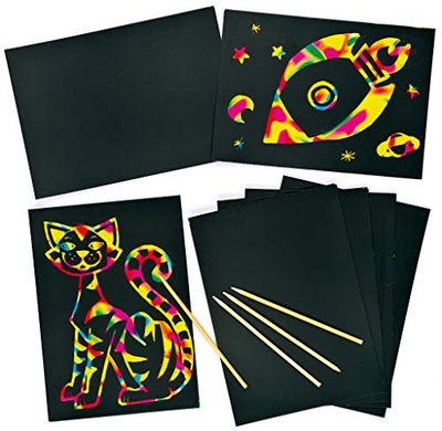 Baker Ross Cartes à gratter (lot de 8) - Loisirs créatifs pour enfants, 21cm x 15cm
