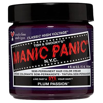 Manic Panic Plum Passion Classic Creme, Vegan, Cruelty Free, Purple Semi Permanent Hair Dye 118 ml