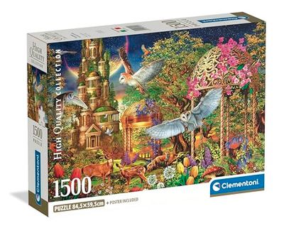 Clementoni - Puzzle 1500 Pezzi per Adulti e Ragazzi, Collection, Tema Goodland Fantasy Garden, Giardino Incantato, Compact Box con Poster Incluso, Made in Italy, 59,5x84,5 cm, 31741
