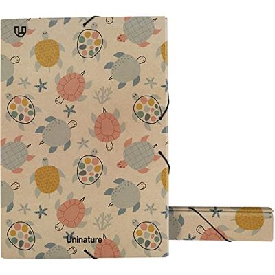 Unipapel Projectmap | 100% gerecycled karton en kraftpapier | afmetingen: 35 x 25 x 5 cm | Uninature Design Turtles | gerecycled 100% krediet
