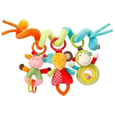 Fehn Activity Safari Spirale, Kinderwagenspielzeug zum Fühlen und Greifen, für Bett, Laufstall, Babyschale und Autositz, Motorikspielzeug für Babys und Kleinkinder