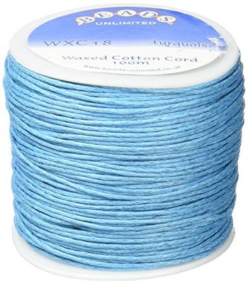Beads Unlimited - Cuerda de algodón Encerado (1 mm, Pack de 100m), Color Azul