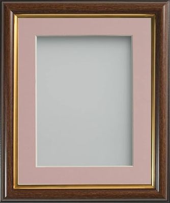 Frame Company Eldridge Mahogany Photo Frame with Pink Mount, 16x12 for 13x9 inch, fitted with perspex