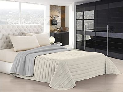 Edredão de verão elegante creme/cinzento claro, síngolo