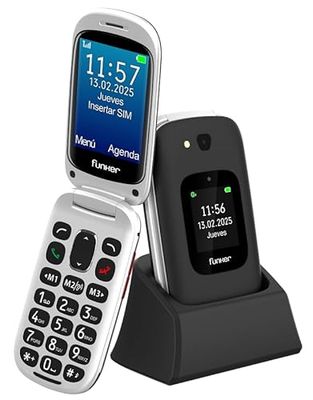 Funker E350 MAX Audio3 Plus 4G, Telefono movil con Tapa fácil de Usar, Teclas y Pantalla Grandes, Audio Pro Compatible con audífonos, Volumen Fuerte con Amplificador, Configuración Remota, Botón SOS