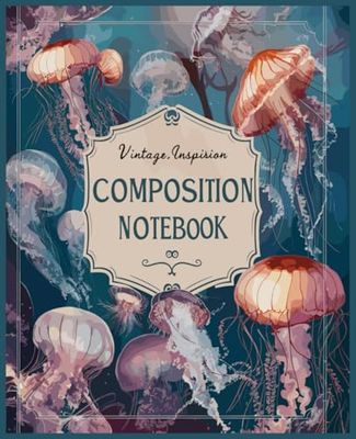 Vintage Jellyfish Composition Notebook: cute sea life aesthetic journal for school, College, Office, Work . Wide Lined