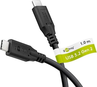 goobay USB-C 3.2 kabel 100 W snellaadkabel 10 Gbits gegevensoverdracht (PD) / type C oplaadkabel Thunderbolt 3 & 4 datakabel/MacBook, iPad, HP, Dell / 1m / 74200