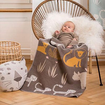 David Fussenegger Couverture pour bébé - Marron - avec Motif Jungle - en Coton - 70 x 90 cm - Moelleuse et Douce