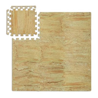 Relaxdays Suelo Goma Estilo Mármol, Alfombra Puzle, Fitness y Máquinas Gimnasio, sin BPA, 0,85 m², Beige