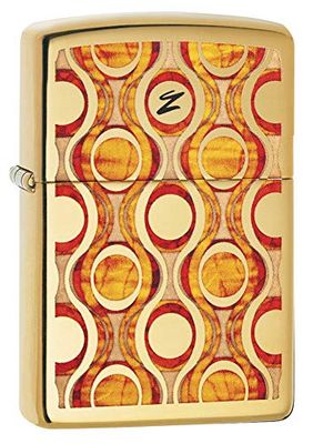 Zippo Lighter, High Polish Brass-Script Deco, smal