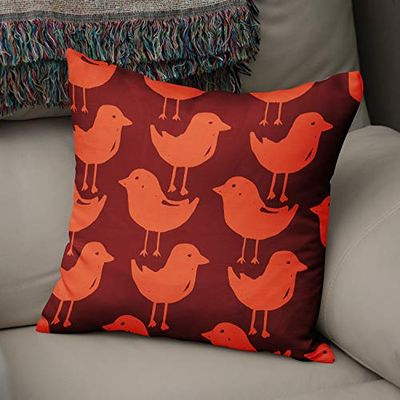 BonaMaison Housse de Coussin Motif, Orange et Bordeaux Taie d'oreiller pour Lit Voiture Canapé Maison Salon Chambre, Décoration D'intérieur, 50x50cm - Conçu et Fabriqué en Turquie