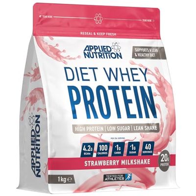 Applied Nutrition Diet Whey - High Protein Powder Supplement, Low Carb & Sugar, for Weight Management with CLA, L Carnitine, Green Tea (1kg - 40 Servings) (Strawberry Milkshake)