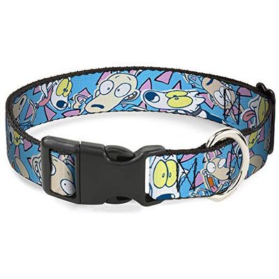 Buckle-Down Rocko & Spunky Collier à Clip en Plastique Motif Triangles Bleu/Lavande