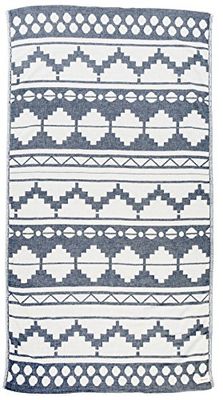 Bersuse 100% Algodon - Baja Toalla Turca - Fouta Toalla de Playa y Toalla de Baño - Doble Capa - Diseño Bohemio, Oeko-Tex - 95 x 175 cm, Azul Oscuro