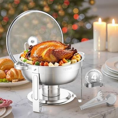 VEVOR 5 Qt 4 Pack Calentador Plano, Acero Inoxidable, Plateado