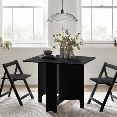 Julian Bowen Table Basse Gatan avec 2 chaises - Noir, Bois, 70 x 80 x 100
