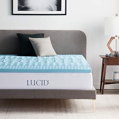 LUCID Matrastopper met 5 zones, 5 cm gel traagschuim matrasoplegger, ademend, Oeko-Tex, 120 x 200 cm, blauw