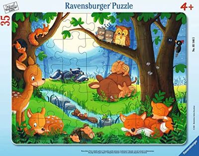 Ravensburger Verlag- Wenn Kleine Tiere Schlafen Gehen Ravensburger Puzzle per Bambini 05146-Puzzle con Cornice da 35 Pezzi, Motivo: Quando i Piccoli Animali Vanno a Dormire, Multicolore, 05146