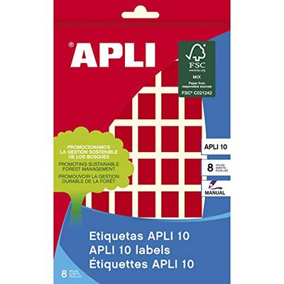 APLI 2752 - Rode APLI etiketten 10 12,0 x 18,0 mm 8 vellen