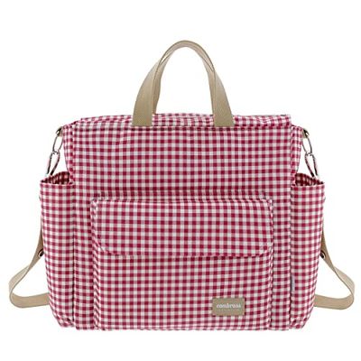 Cambrass - Barnvagn moderväska - barnvagn moderskap väska - arrangör för blöjor och andra babysaker - Vichy Röd 16x43x37 cm