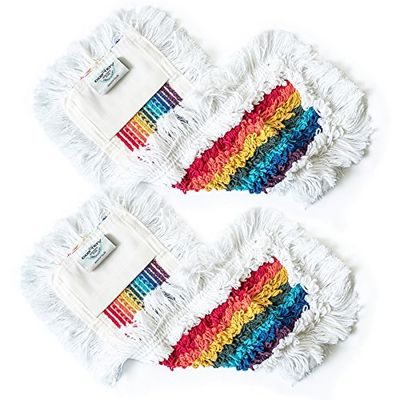 boertlay 40 cm, 2 panni arcobaleno per pavimenti in parquet professionale di cotone ad alte prestazioni, in puro cotone, arcobaleno