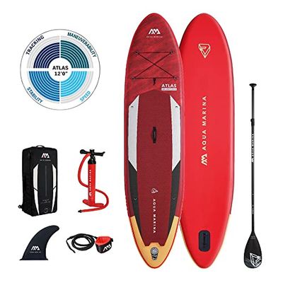 Aqua Marina Atlas, Inflatable Stand Up Paddle Board (iSUP) Package, 366 cm Length, Red