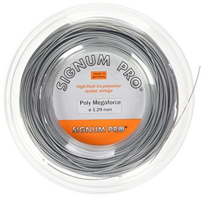 Signum Pro Unisex's Poly Mega Force String Reel-Silver, 1,29 mm
