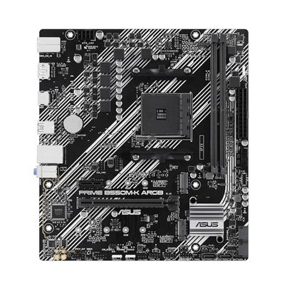 ASUS PRIME B550M-K ARGB Scheda madre AMD B550 (Ryzen AM4) mATX, Dual slot M.2, PCIe 4.0, Realtek 1Gb Ethernet, DisplayPort, HDMI, SATA 6 Gbps, USB 3.2 Gen 1 e Type- C, Aura Sync